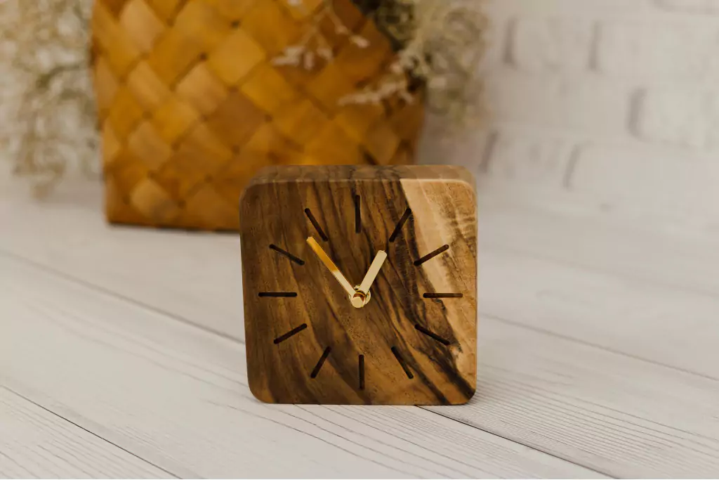 image of handcrafted wooden clock